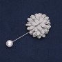 Fabric flower brooch pin 'Chrysanthemum', diameter 4 cm, length 9 cm