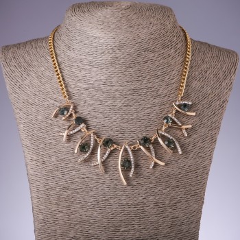 Necklace with gray crystals 'Zigzag', length 42-50 cm