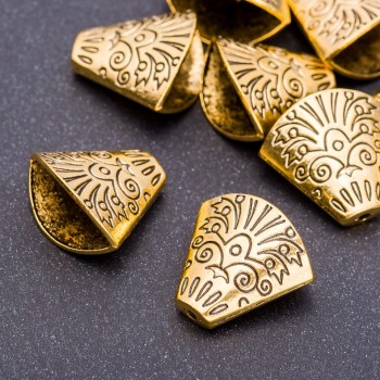 Bead cap end for beads in 'antique gold', diameter 18x19x7 mm, hole Ø 5 mm, packaging 20 g ± 6 pcs