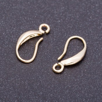 Ear wires for earrings, length 17mm, golden metal