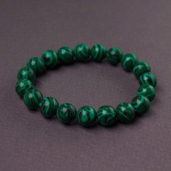 Malachite Bracelet (pressed) smooth bead, diameter 12mm