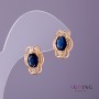 Xuping Earrings with Blue Stones, 11 mm Diameter, 15 mm Length, 18K Gold Plating