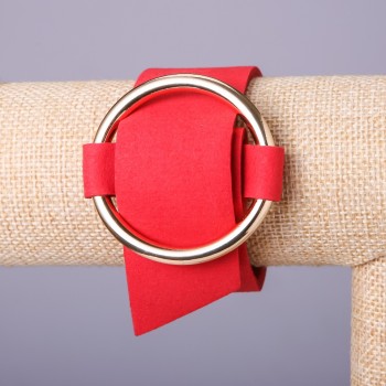 Red felt bracelet 'Buckle' 'nubuck metal color' gold