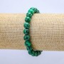 Bracelet with natural malachite stone (pressed), 8mm diameter, 18cm length on elastic