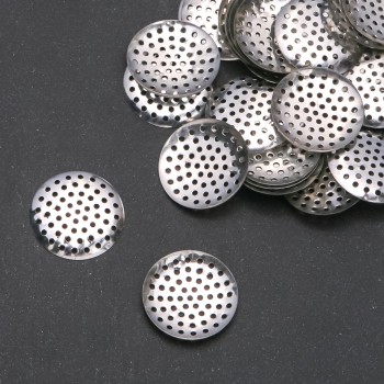 Brooch base findings 'Colander' sieve, 24 mm diameter, pack of 48