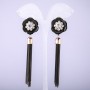Tassel Earrings Black Flower from Chains, length 90mm