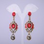 Eastern-style Earrings with Red Crystals, 65 mm long