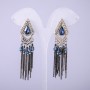 Eastern-style earrings with blue crystals, length 70 mm
