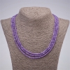 Three-row necklace made of natural dyed stone in the shade of artificial purple "Amethyst" faceted rondelle, diameter 4×3 mm Lmin-47cm Lmax