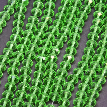 Beads Czech Crystal Transparent Light Emerald 'Rondel', 8×6 mm diameter