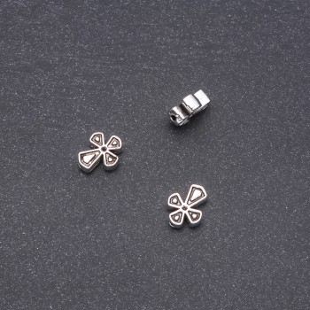 Cross-shaped bead insert finding, 9x11 mm, faceted, 20 g, +/- 20 pcs