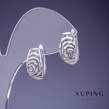 Xuping Earrings 16x9 mm 'Roses' Rhodium