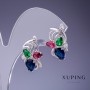 Xuping Earrings with Multicolored Crystals, 20x14 mm Rhodium-Plated