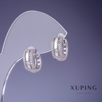Xuping 5x12mm Rhodium Earrings