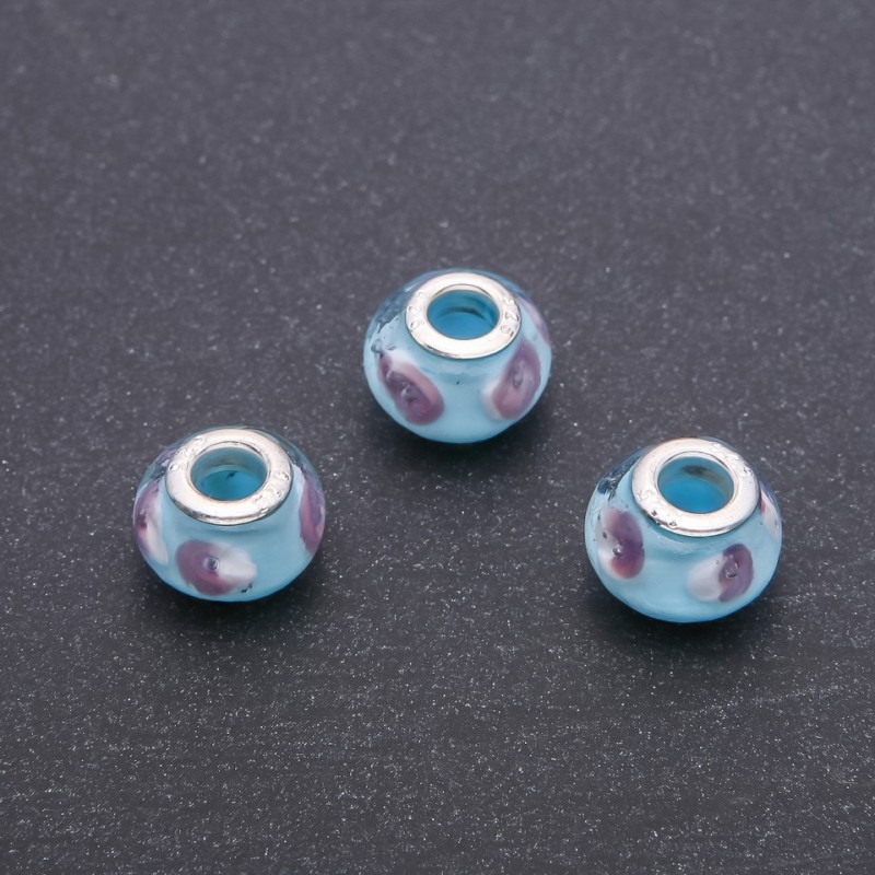 Plastic Pandora bead, 14x10 mm, hole diameter 4.5 mm, pack of 6