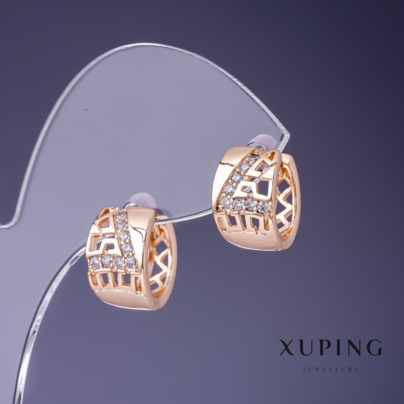 Xuping Earrings 8x14 mm "18K Gold Plating" with White Crystals