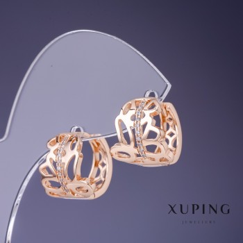 Earrings Xuping 14x13 mm '18K gold plating' with white crystals