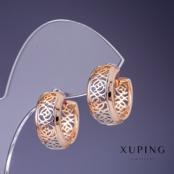 Xuping Earrings 'Roses' 16×8 mm 18K Gold Plating and Rhodium
