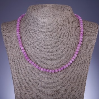Necklace made of natural stone "Rose Quartz" (man-made) faceted rondelle, 6x4 mm diameter, 45 cm length