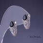Xuping 17x10mm rhodium with black stone earrings