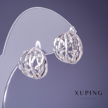 Сережки Xuping 14х15мм родій