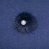 Purple mink fur brooch with a bead, 50 mm diameter