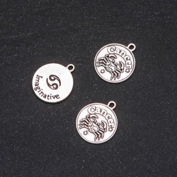 Pendant Findings Zodiac Cancer, 17mm diameter, packaging 20 g ± 11 pcs