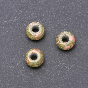 Pandora bead with natural heliotrope 14x8mm, hole diameter 5.5 mm+