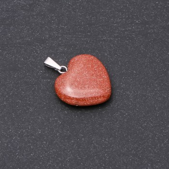 Heart-shaped Aventurine Pendant 'Golden Sand' (Synthetic) 19×19×26mm