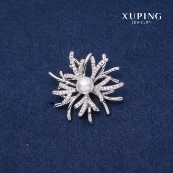 Xuping Brooch Winter Flower 40mm Rhodium