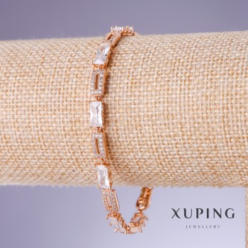 Xuping Bracelet with White Cubic Zirconia, 5mm Thickness, 17-19cm Length, 18K Gold Plating