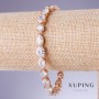 Xuping Bracelet with White Zircons, 7 mm Thickness, Length 18.5–20 cm, 18K Gold Plating