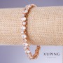 Xuping bracelet with white cubic zirconia, 7 mm thickness, length 17–19.5 cm, 18K gold plating