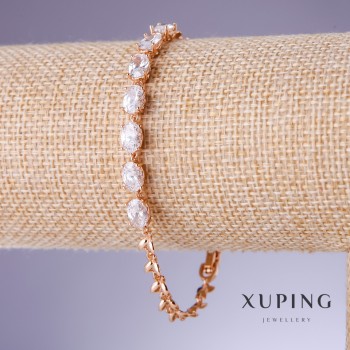 Xuping Bracelet with White Zircons, 5mm Thickness, 17-20 cm Length, 18K Gold Plating