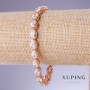 Xuping Bracelet with White Cubic Zirconia, 7 mm Thick, Length 17.5–19.5 cm, 18K Gold Plating