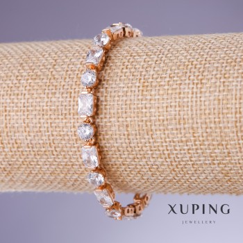 Xuping bracelet with white zircons, 5 mm thick, 19 cm long, 18K gold plating