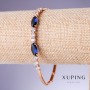 Xuping bracelet with blue zircons 'Sapphire', thickness 3-6 mm, length 19-20 cm, 18K gold plating