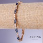 Xuping Bracelet with Blue Cubic Zirconia 'Sapphire', 5 mm thick, 19–21 cm length, 18K gold plating