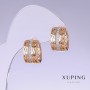 Xuping Earrings with White Crystals, 15 mm Length, 8 mm Thickness, 18K Gold-Plated