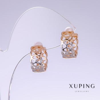 Xuping Earrings, length 14 mm, thickness 7 mm, rhodium plating, 18k gold plating
