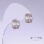 Xuping Earrings, length 13 mm, thickness 6 mm, rhodium-plated with white crystals
