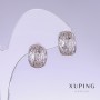 Xuping Earrings, 14mm Length, 8mm Thickness, Rhodium-Plated