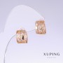 Xuping Earrings with White Crystals, 13 mm Long, 8 mm Thick, 18k Gold Plating