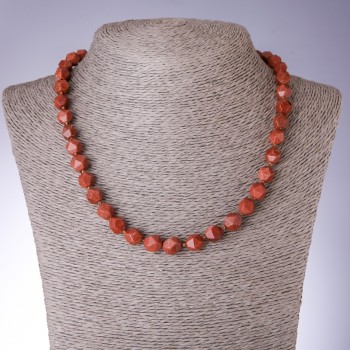 Aventurine Necklace 'Golden Sand' (synthetic), faceted, 8x10 mm beads, 48 cm length