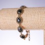 Evening bracelet with black crystals, color 'old gold', width 15mm, length 19-25cm