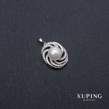 Xuping pendant with 'Mallorca' pearls 23×19×32 mm rhodium 18k