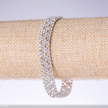 Crystal bracelet 'White', width 11mm, length 19cm 'Silver'