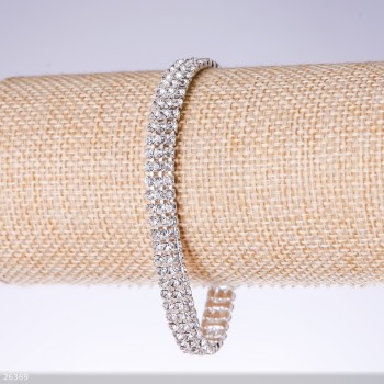 Three-row crystal bracelet 'white', width 7 mm, length 19 cm 'silver'