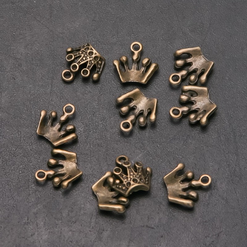 Crown Pendant Finding, 12 mm diameter, 13 mm length, 1.5 mm diameter in-, packaging 20 g, 28 pcs. (+ -)