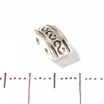 Bead insert, rectangular, double-convex, for two strands, metal, 10×5 mm, packaging 20 g, +/- 25 pcs